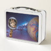 Giraffe Astronaut im Weltraum auf dem Planeten Metall Brotdose (Rückseite)