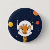 Giraffe Astronautentier mit Helm-Clipart Button (Vorderseite)