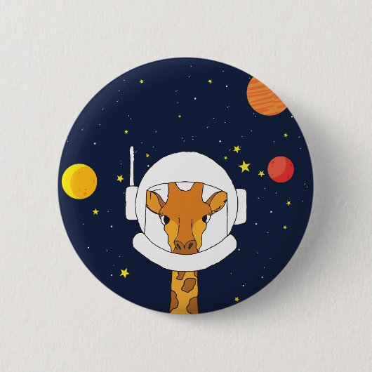 Giraffe Astronautentier mit Helm-Clipart Button (Vorderseite)