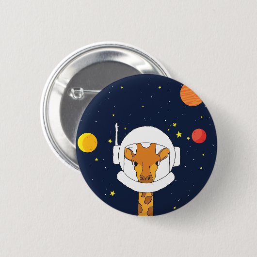 Giraffe Astronautentier mit Helm-Clipart Button (Vorne & Hinten)