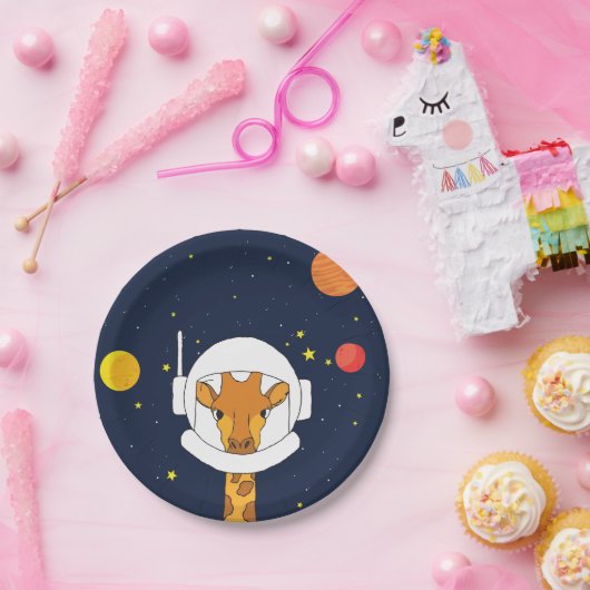 Giraffe Astronautentier mit Helm-Clipart Pappteller (Party)