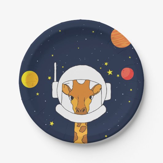 Giraffe Astronautentier mit Helm-Clipart Pappteller (Vorderseite)