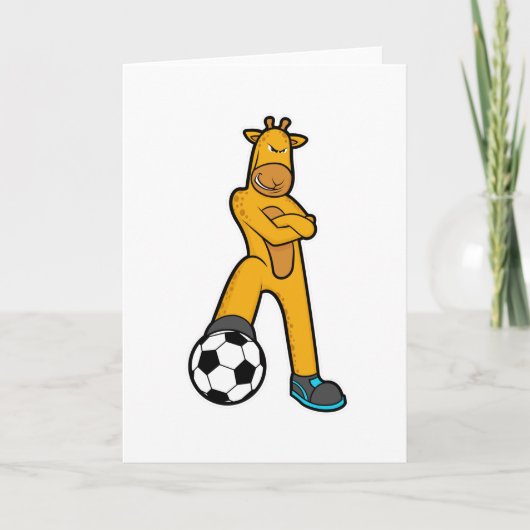 Giraffe at Sports with Soccer ball Karte (Vorderseite)