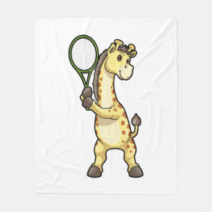 Giraffe at Tennis with Tennis racket Fleecedecke