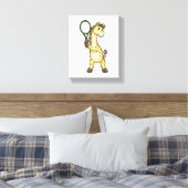 Giraffe at Tennis with Tennis racket Leinwanddruck (Insitu (Schlafzimmer))