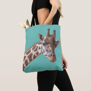 Giraffe auf aquamarinem Grün Tasche