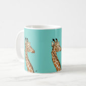 Giraffe auf aquamarinem Hintergrund Kaffeetasse (Vorderseite Links)