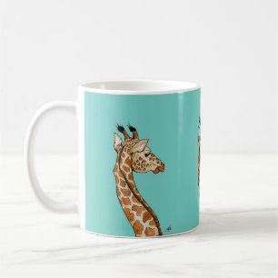 Giraffe auf aquamarinem Hintergrund Kaffeetasse