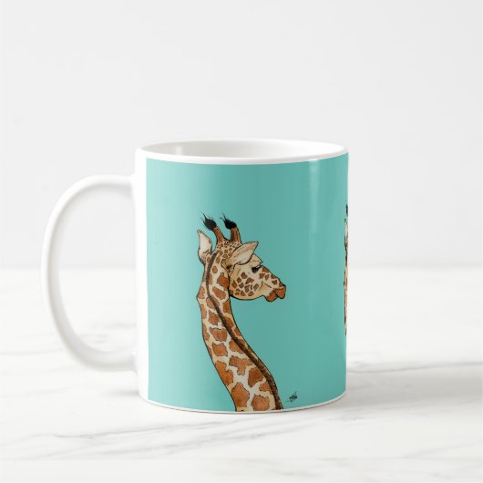 Giraffe auf aquamarinem Hintergrund Kaffeetasse (Links)