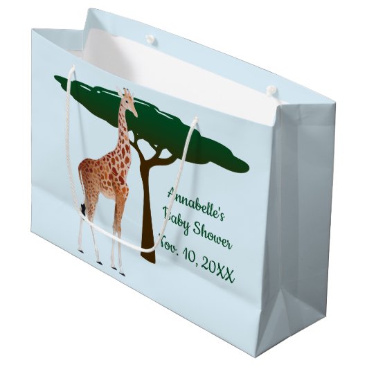 Giraffe auf der Savanna Große Geschenktüte (Vorderseite Schrägansicht)