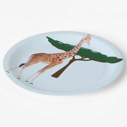Giraffe auf der Savanna Pappteller (Schrägansicht)