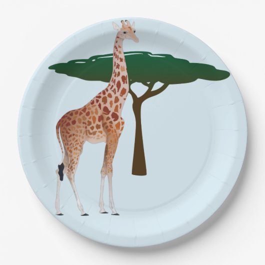 Giraffe auf der Savanna Pappteller (Vorderseite)