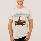 Giraffe auf einem Flugzeug Tri-Blend Shirt (Vorderseite)