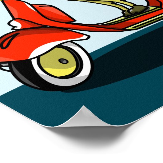 Giraffe auf einem Retro-Moped Poster (Ecke)