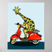 Giraffe auf einem Retro-Moped Poster (Vorne)