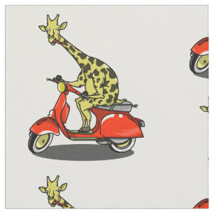Giraffe auf einem Retro-Moped Stoff