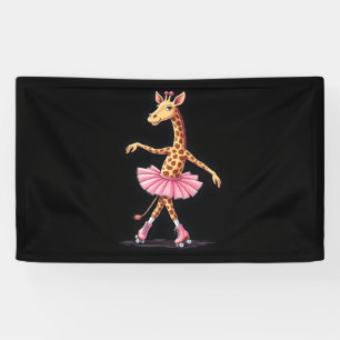 Giraffe auf Roller-Skaten in rosa Tutu-Tank-Oben Banner