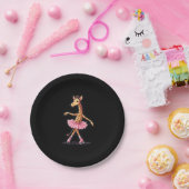 Giraffe auf Roller-Skaten in rosa Tutu-Tank-Oben Pappteller (Party)