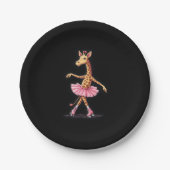 Giraffe auf Roller-Skaten in rosa Tutu-Tank-Oben Pappteller (Vorderseite)