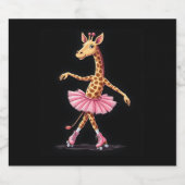 Giraffe auf Roller-Skaten in rosa Tutu-Tank-Oben Schaumweinetikett (Einzelnes Label)
