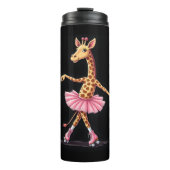 Giraffe auf Roller-Skaten in rosa Tutu-Tank-Oben Thermosbecher (Vorderseite)