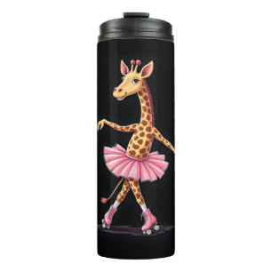 Giraffe auf Roller-Skaten in rosa Tutu-Tank-Oben Thermosbecher