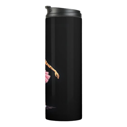Giraffe auf Roller-Skaten in rosa Tutu-Tank-Oben Thermosbecher (Nach rechts gedreht)