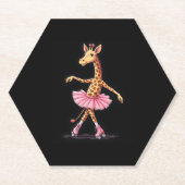 Giraffe auf Roller-Skaten in rosa Tutu-Tank-Oben Untersetzer (Vorderseite)
