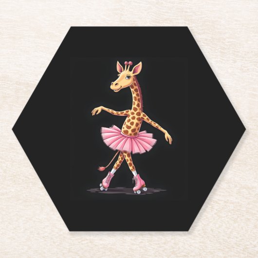 Giraffe auf Roller-Skaten in rosa Tutu-Tank-Oben Untersetzer (Vorderseite)