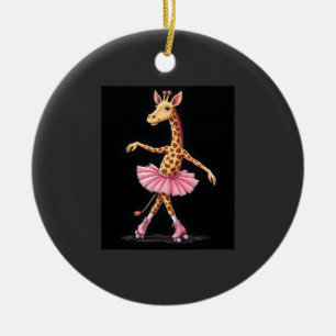 Giraffe auf Rollschuhen in rosa Tutu Tank Top Keramik Ornament
