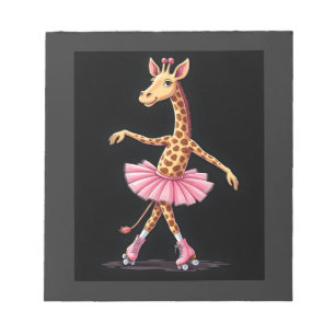 Giraffe auf Rollschuhen in rosa Tutu Tank Top Notizblock