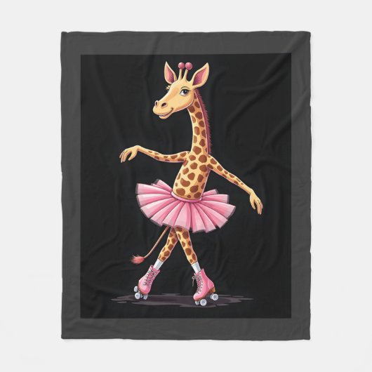 Giraffe auf Rollschuhen in rosa Tutu-Tanktop Fleecedecke (Vorderseite)