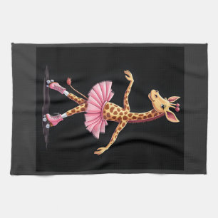 Giraffe auf Rollschuhen in rosa Tutu-Tanktop Geschirrtuch