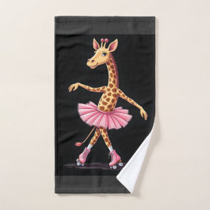 Giraffe auf Rollschuhen in rosa Tutu-Tanktop Handtuch