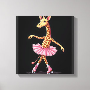 Giraffe auf Rollschuhen in rosa Tutu-Tanktop Leinwanddruck