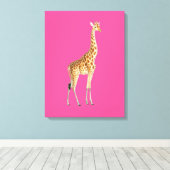 Giraffe auf rosa Hintergrund Leinwanddruck (Insitu (Holzboden))