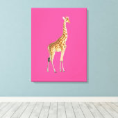 Giraffe auf rosa Hintergrund Leinwanddruck (Insitu (Holzboden))