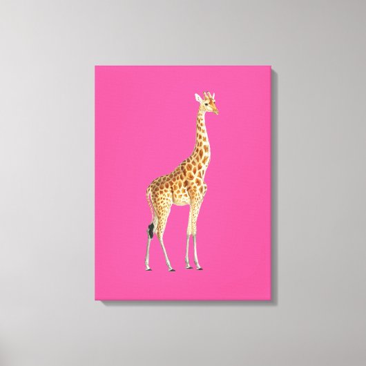 Giraffe auf rosa Hintergrund Leinwanddruck (Vorderseite)