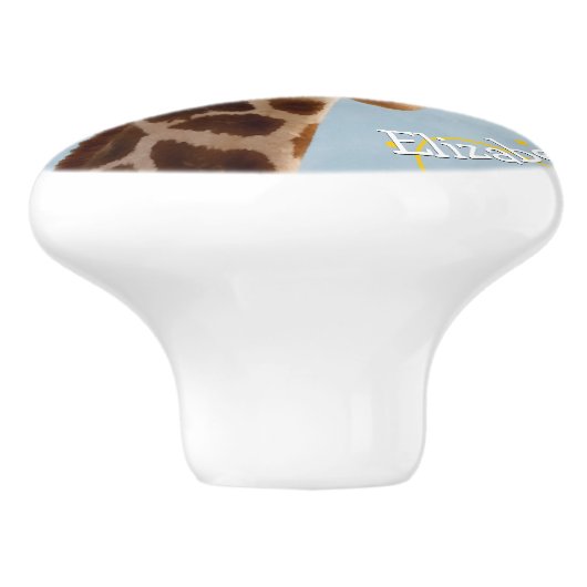 Giraffe auf sonniger blauer Himmelshintergrund Kin Keramikknauf (Seitenansicht)