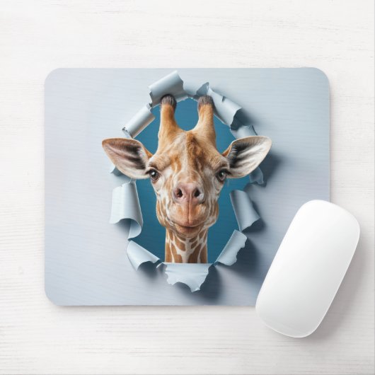 Giraffe aus einem Papierloch Mousepad (Mit Mouse)