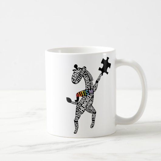 Giraffe Autism Puzzle Typografie Kaffeetasse (Rechts)
