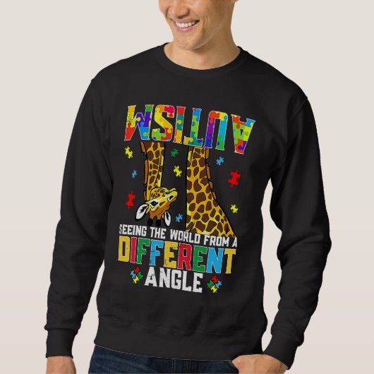 Giraffe Autism Seeing World Different Angle Awaren Sweatshirt (Vorderseite)