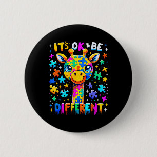 Giraffe-Autismus-Bewusstsein Es ist okay, anders z Button