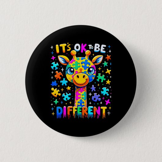 Giraffe-Autismus-Bewusstsein Es ist okay, anders z Button (Vorderseite)