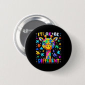 Giraffe-Autismus-Bewusstsein Es ist okay, anders z Button (Vorne & Hinten)