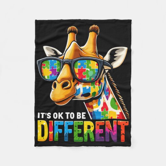 Giraffe-Autismus-Bewusstsein Es ist okay, anders z Fleecedecke (Vorderseite)