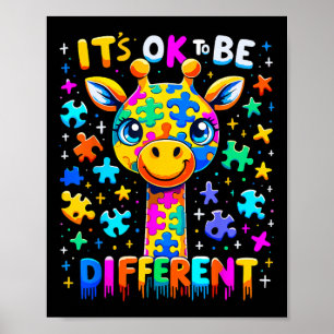 Giraffe-Autismus-Bewusstsein Es ist okay, anders z Poster