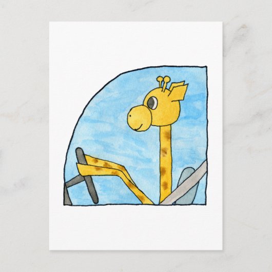 Giraffe Autofahren. Postkarte (Vorderseite)
