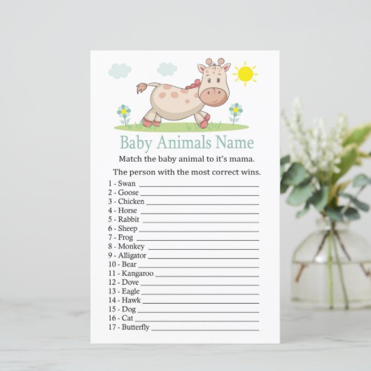 Giraffe Baby Animals Name Game (Stehend Vorderseite)