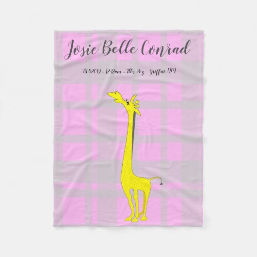 Giraffe Baby Birth Stats Fleecedecke (Vorderseite)